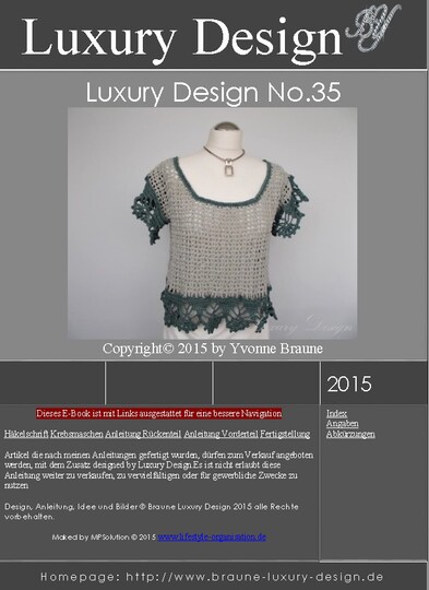 Häkelanleitung Sommerpulli Größe S-XXXL Luxury Design No.35