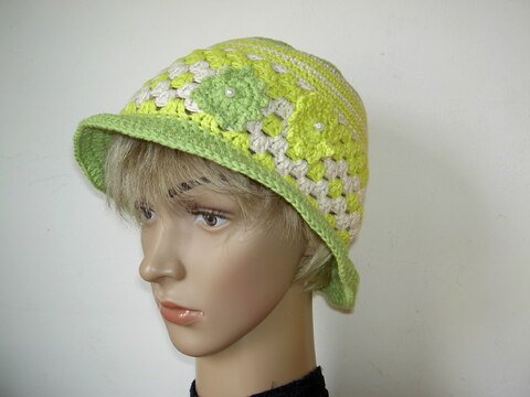 Häkelanleitung Sommer-Hut  in 3 Grössen, KU 48 - 56 cm  #009