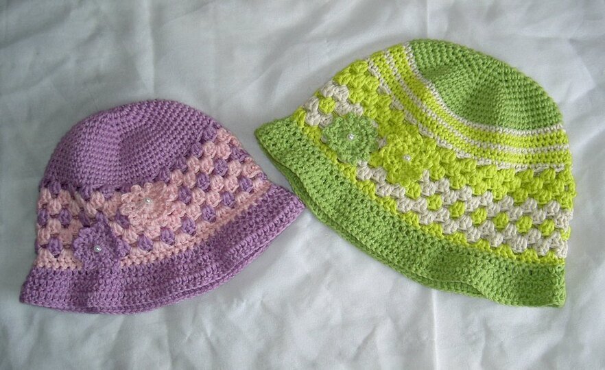 Häkelanleitung Sommer-Hut  in 3 Grössen, KU 48 - 56 cm  #009