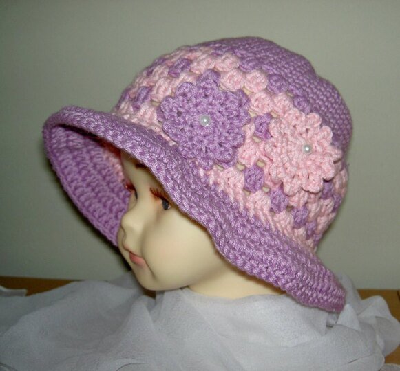 Häkelanleitung Sommer-Hut  in 3 Grössen, KU 48 - 56 cm  #009