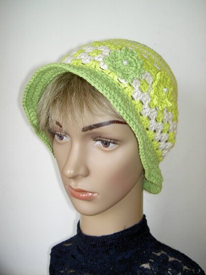 Häkelanleitung Sommer-Hut  in 3 Grössen, KU 48 - 56 cm  #009