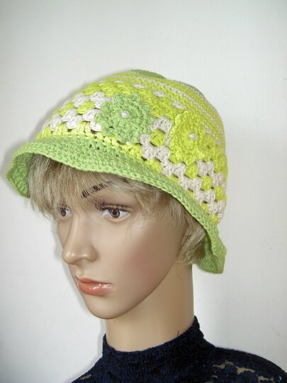 Häkelanleitung Sommer-Hut  in 3 Grössen, KU 48 - 56 cm  #009