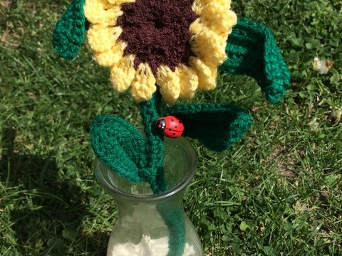 PDF- Häkelanleitung Sonnenblume als Granny,Dekoblüte und Blume