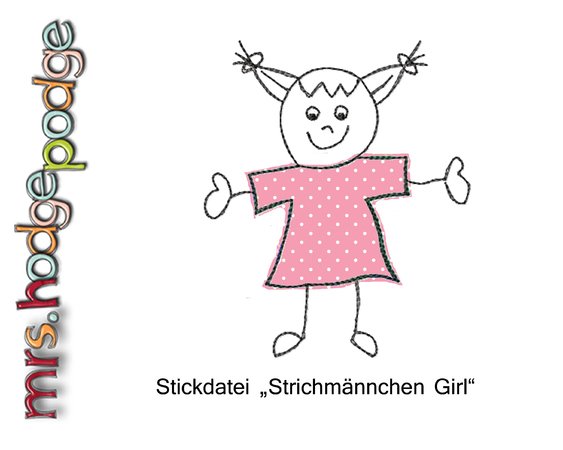 Stickdatei Girl / Mädchen Doodle