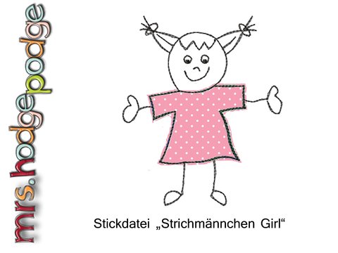 Stickdatei Girl / Mädchen Doodle