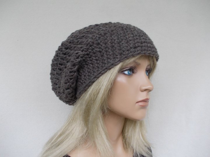 Häkelbeanie, schlicht, unisex, slouch, Beanie