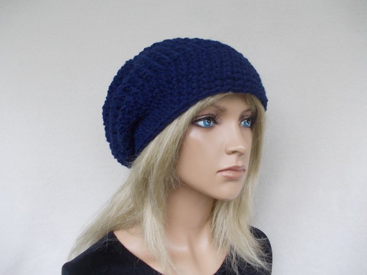 Häkelbeanie, schlicht, unisex, slouch, Beanie