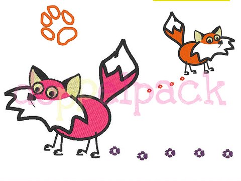 Fuchs mit Spuren Stickdatei Abruck Pfote
