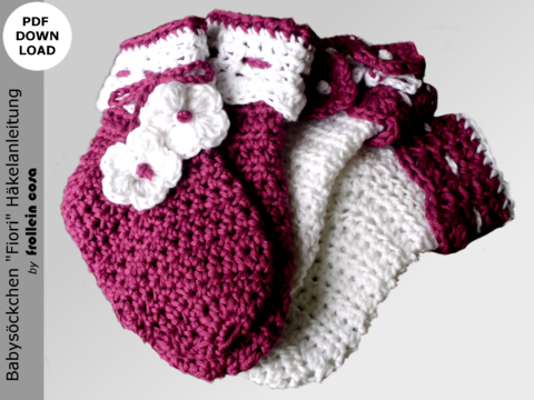 Häkelanleitung Babysöckchen "Fiori"