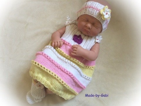 3 tlg. Baby-Set / Kleid, Stirnband und Schuhe, Gr. 62-74