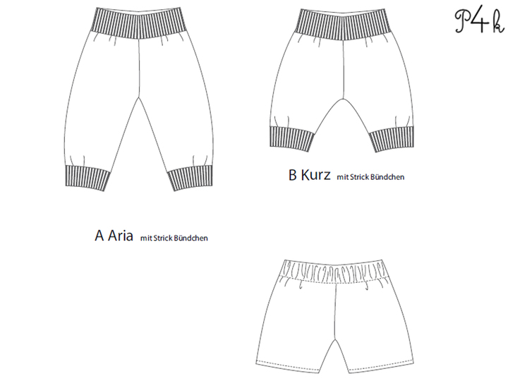sewing pattern baby pants ARIA tutorial file 1m/3m–2y/3y