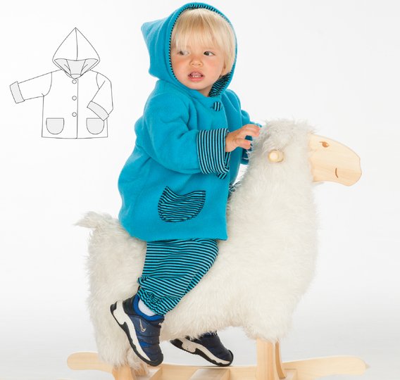 sewing pattern baby pixie jacket TORETTO tutorial file 3m/6m–3y/4y