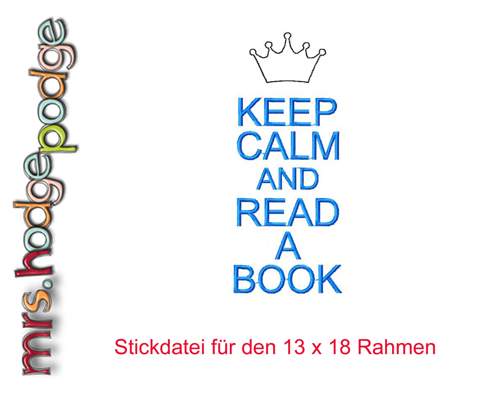 Stickdatei "Keep Calm and read a book"
