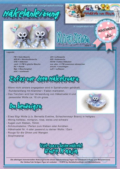Häkelanleitung Miezimon von Monstamoons