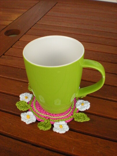 coaster flower crochet, pattern coaster, DIY coaster