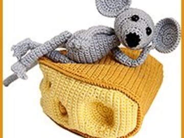 amigurumi pattern, pdf crochet tutorial by Katja Heinlein, mouse, cheese, eat, ebook, file, food, animal