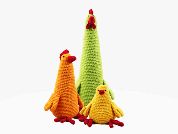 Chickens Trio - 3 sizes - Crochet Pattern