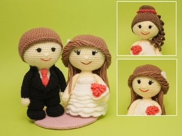 Häkelanleitung Brautpaar Hochzeit Braut Bräutigam Rüschenkleid amigurumi