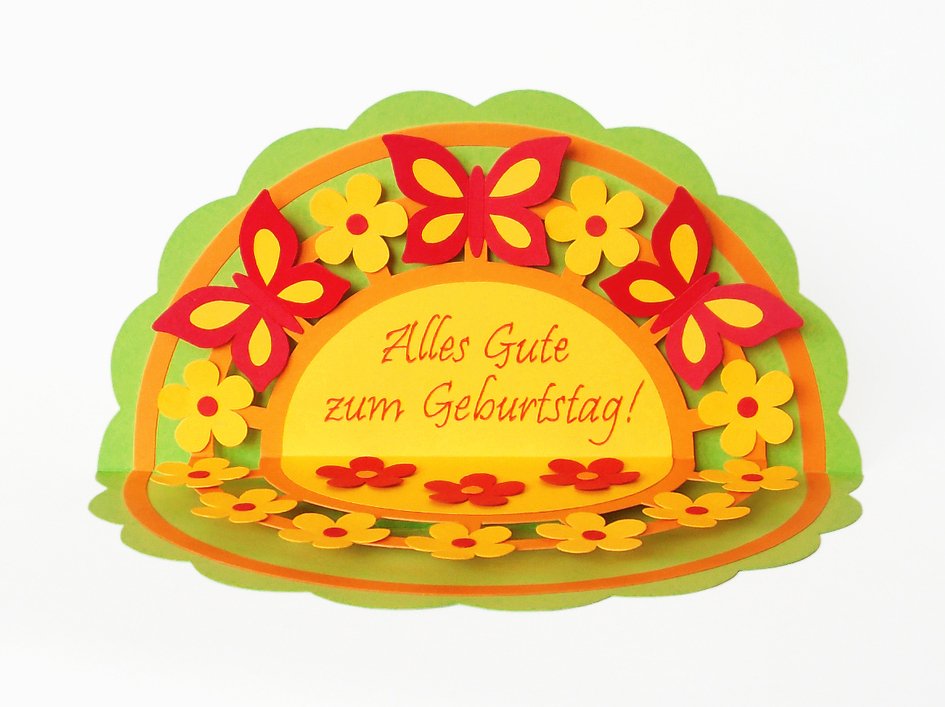 Geburtstagskarte mit Schmetterlingen – Bastelvorlagen und Anleitung