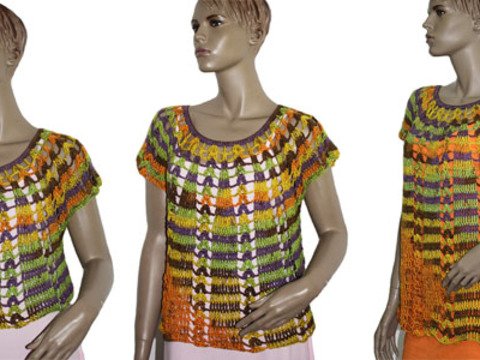 Top, Shirt oder Tunika gehäkelt Gr. 36 bis 54