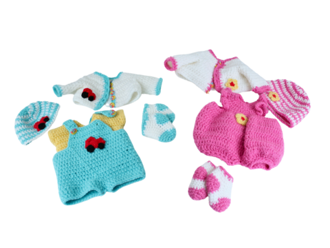 Puppenkleidung für 35 cm Puppen, Häkelanleitung, Latzhose, Hosenkleid, Jacke, Mütze, Socken