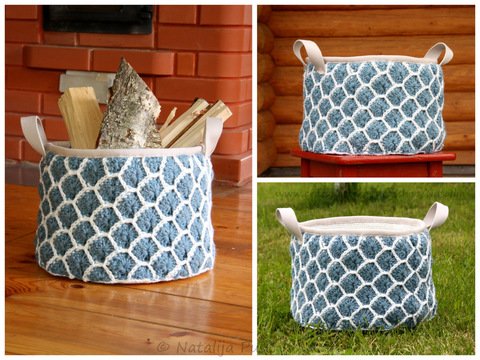 XXL Körbchen mit Schuppenmuster - Häkelanleitung