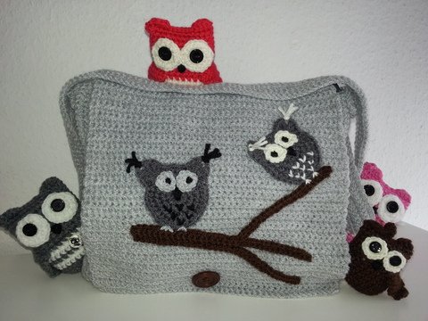11 Häkelanleitung Tasche mit Eulen