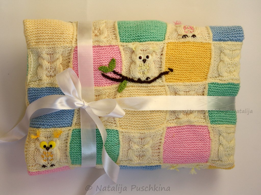 Decke 'Eulen' Strickanleitung mit Eulenmuster - Bild 2