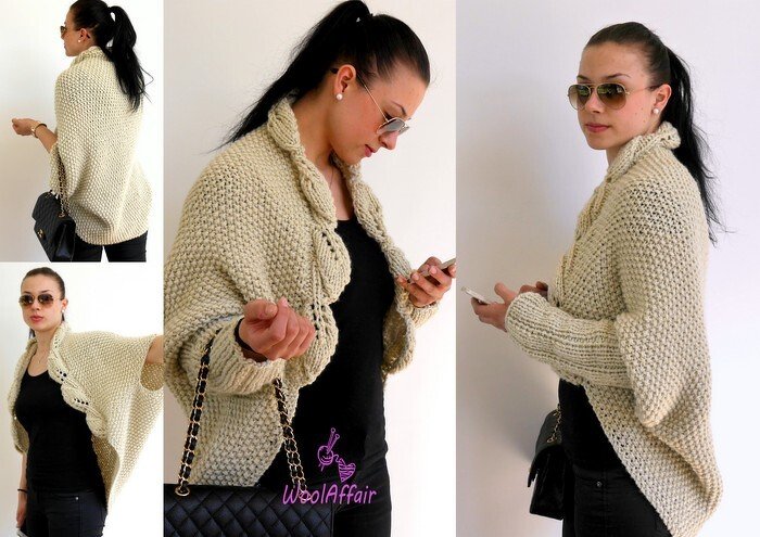 Knitting Pattern - Oversized Leaves Cocoon Cardigan - No.114E