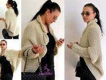 Oversized Leaves Cocoon Cardigan – Blätterrand Strickjacke mit + ohne Ärmel in den Größen XS/S und M/L (Seelenwärmen / Seelenschmeichler / Poncho)