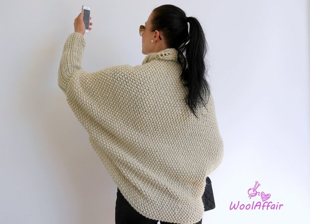 Knitting Pattern - Oversized Leaves Cocoon Cardigan - No.114E