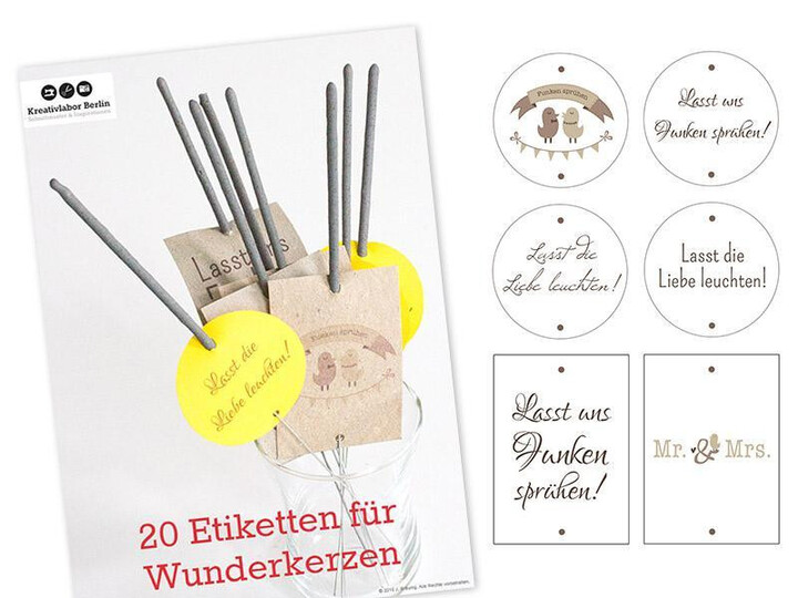 20 Wunderkerzen-Etiketten zum Ausdrucken