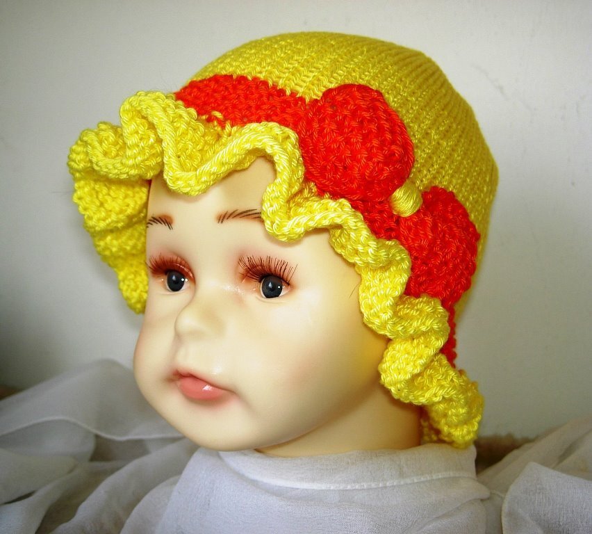 Strickanleitung Sommerhut Baby / Kleinkind, Rüschenrand 2 - 18 Monate  #017