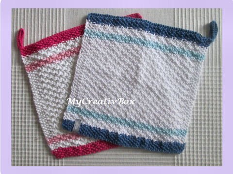 Waschlappen / Spültuch / Topflappen "Möwe", gestrickt