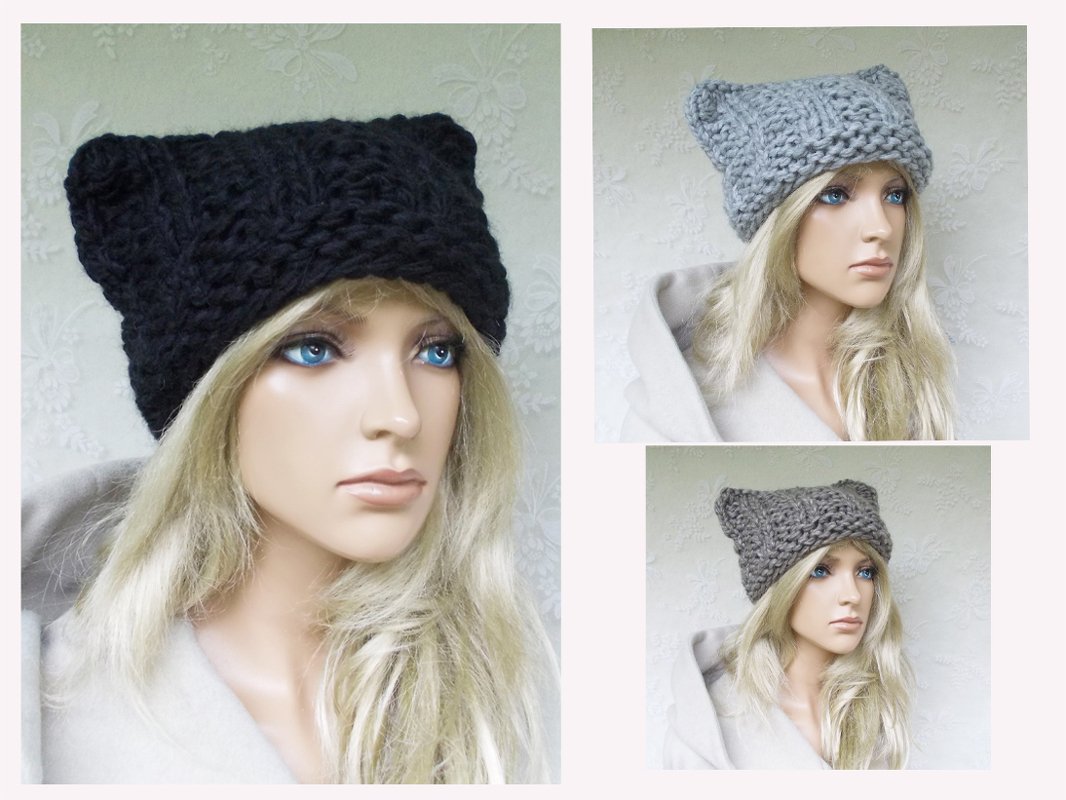 Strickanleitung für Strickmütze mit Katzenohren, Beanie, auch für Anfänger geeignet