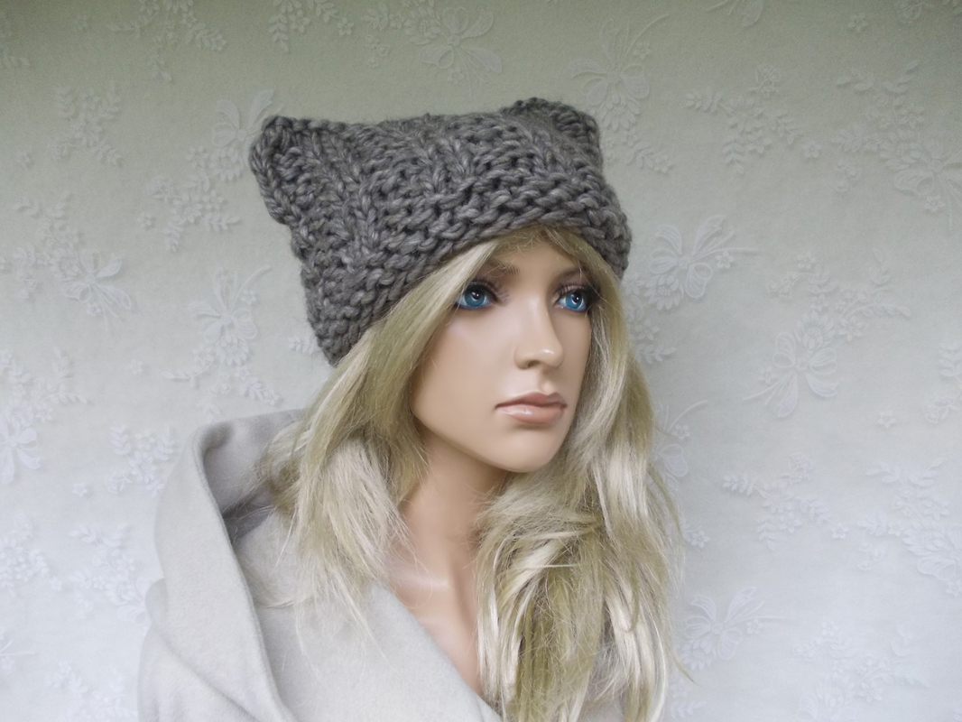 Strickanleitung für Strickmütze mit Katzenohren, Beanie, auch für Anfänger geeignet