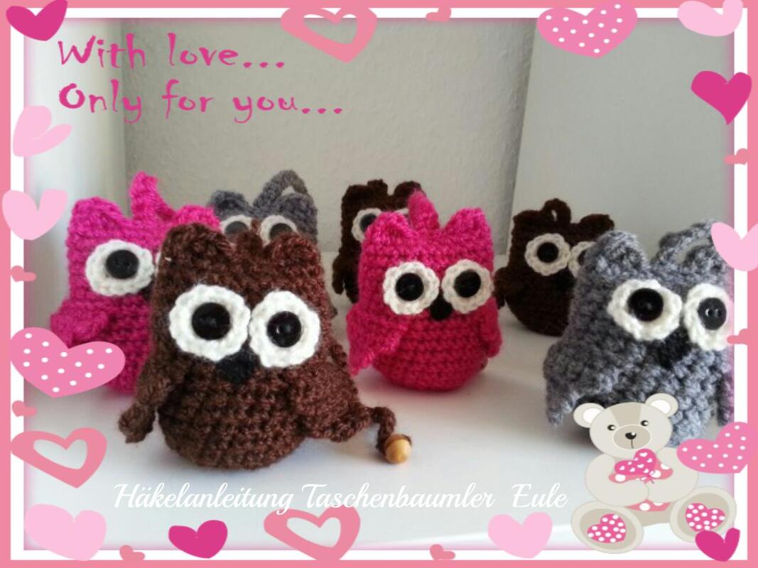 13 Häkelanleitung Taschenbaumler Schlüsselanhänger Eule