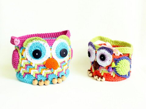 Aufbewahrungskörbe mit den Henkel "Eule", 2 Gr.