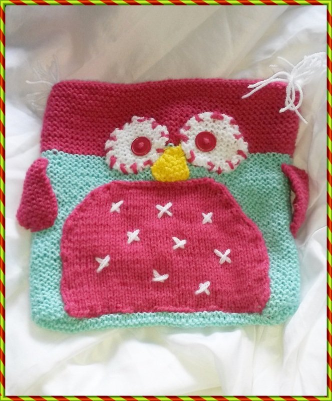 Strickanleitung Eulentasche Türkis Erdbeer - Bild 2