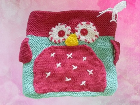 Strickanleitung Eulentasche Türkis Erdbeer