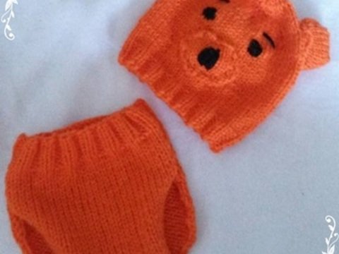 Strickanleitung Baby Mütze und Baby Hose bis 4 Monate- Teddy 