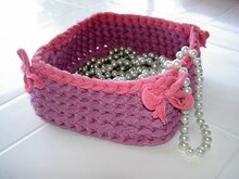 Häkelanleitung Utensilo / Körbchen / Korb quadratisch aus Textilgarn