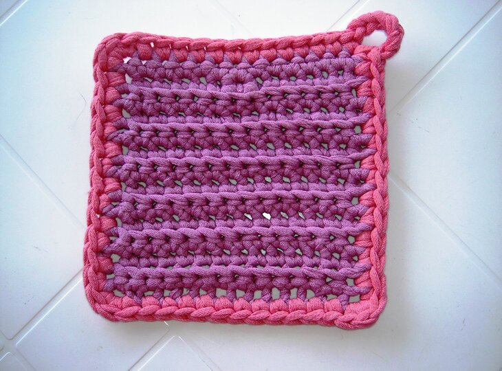 Häkelanleitung Topflappen aus Textilgarn  #022