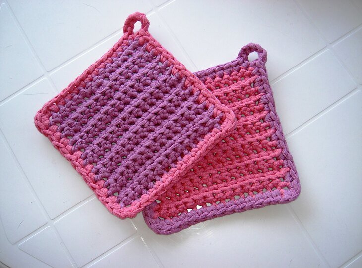 Häkelanleitung Topflappen aus Textilgarn  #022