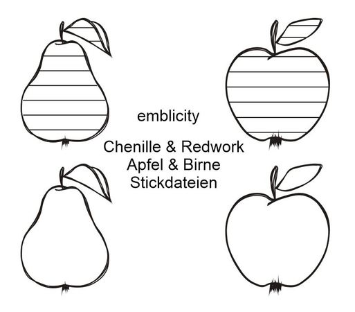 Chenille/Redwork Apfel und Birne