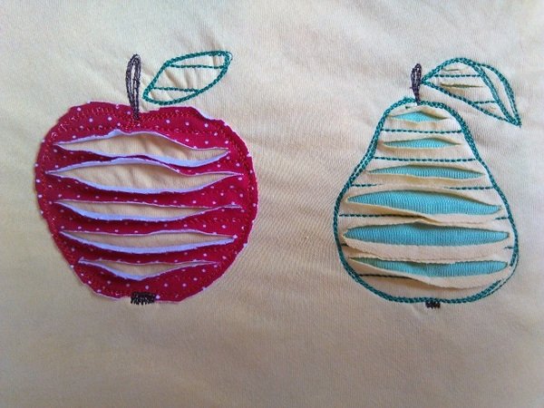 Chenille/Redwork Apfel und Birne