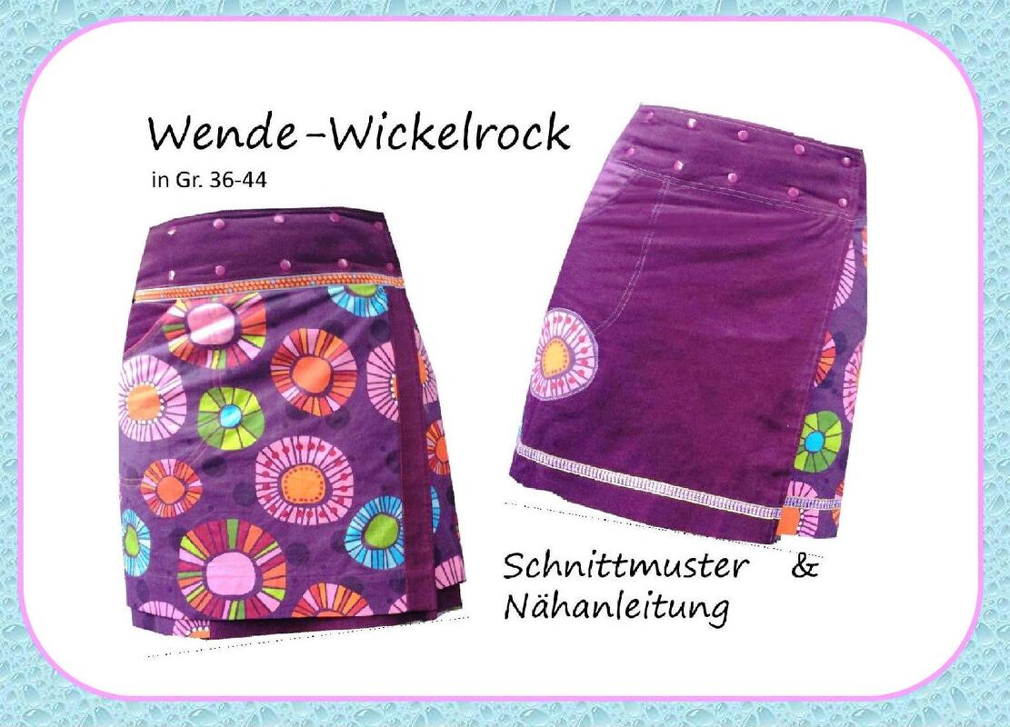 Nähanleitung, Schnittmuster Wenderock / Wickelrock Gr. 36-44