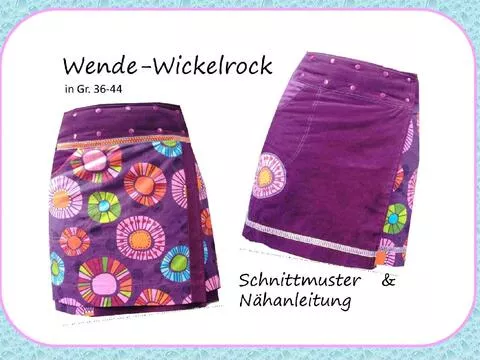Nähanleitung, Schnittmuster Wenderock / Wickelrock Gr. 36-44