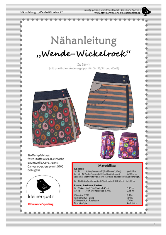 Nähanleitung, Schnittmuster Wenderock / Wickelrock Gr. 36-44 - Bild 9