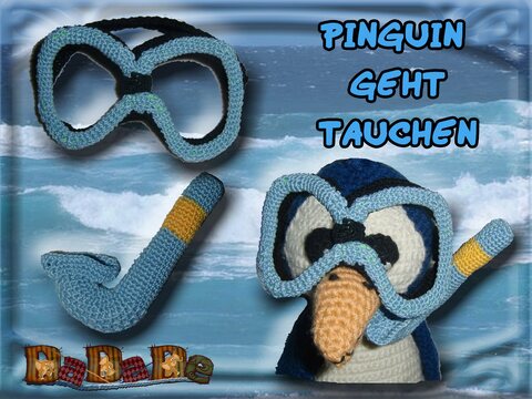 Pinguin mit Taucherbrille und Schnorchel, Häkelanleitung
